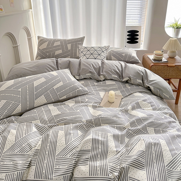 91家纺网 家纺一手货源 找家纺 （总）潮邦创意家居 2025新款全棉13070多风格纯棉四件套-简约条格系列
