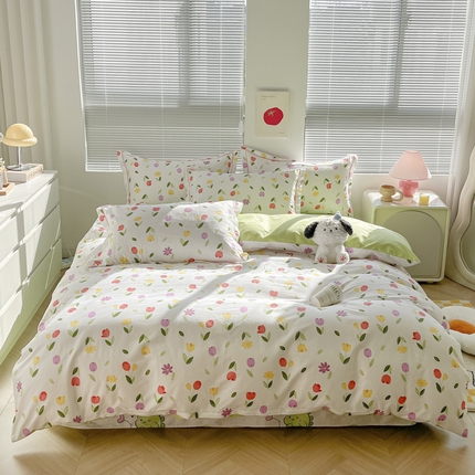 91家纺网 家纺一手货源 找家纺 （总）简约家纺 2025新款全棉斜纹13070田园风印花四件套