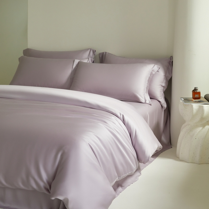 91家纺网 家纺一手货源 找家纺 （总）618家纺 2024新款A类60S100支兰精天丝四件套-简约系列 天丝简约蓝莲紫