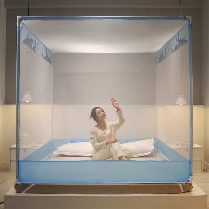 91家纺网 家纺一手货源 找家纺 佳梦家纺 2023新款方顶印花坐床蚊帐 丛林小鹿