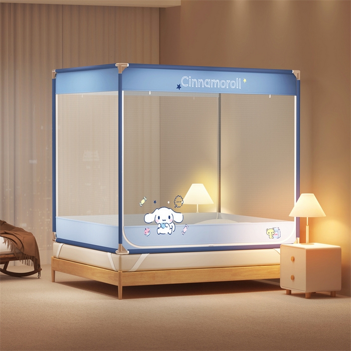 91家纺网 家纺一手货源 找家纺 佳梦家纺 2024新款方顶坐床蚊帐系列 三丽鸥系列 糖果玉桂