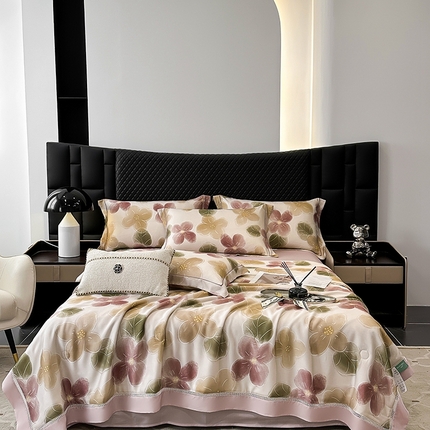 91家纺网 家纺一手货源 找家纺 （总）娇逸家居 2025新款50支莱赛尔镂空花边印花天丝夏被