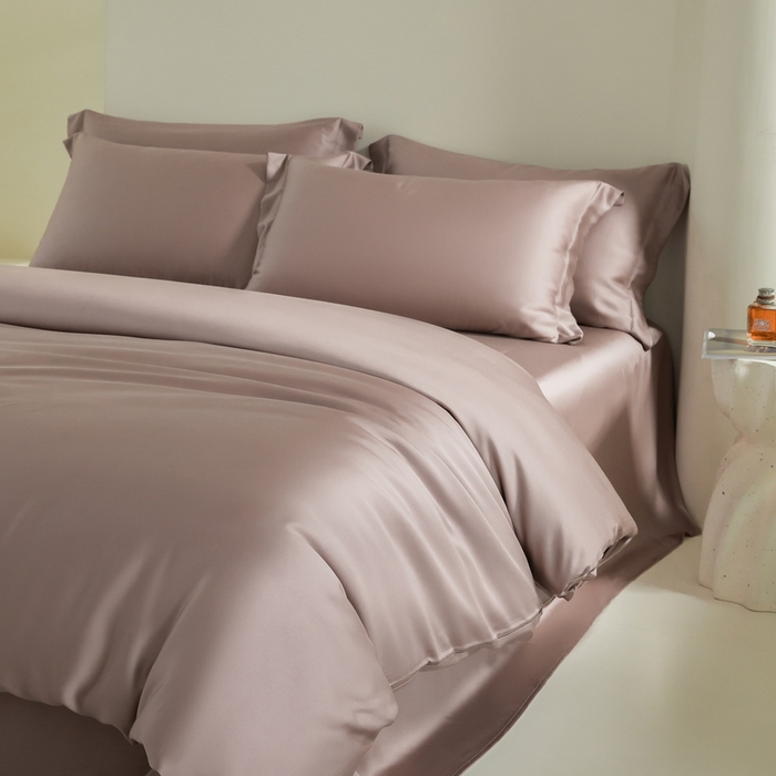 91家纺网 家纺一手货源 找家纺 （总）618家纺 2024新款A类60S100支兰精天丝四件套-简约系列 天丝简约豆沙紫