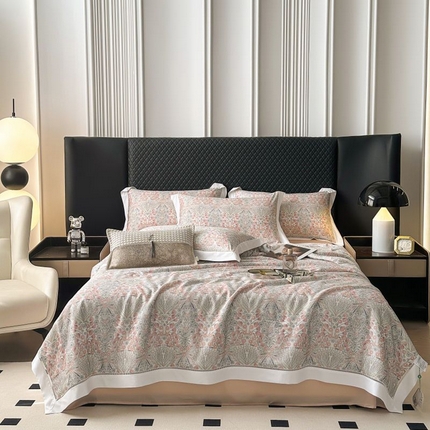 91家纺网 家纺一手货源 找家纺 （总）娇逸家居 2025新款50支莱赛尔银萃天丝镂空花边印花夏被夏凉被