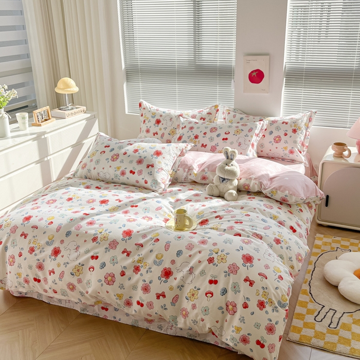 91家纺网 家纺一手货源 找家纺 简约家纺 2025新款全棉斜纹13070田园风印花四件套  梦幻时光