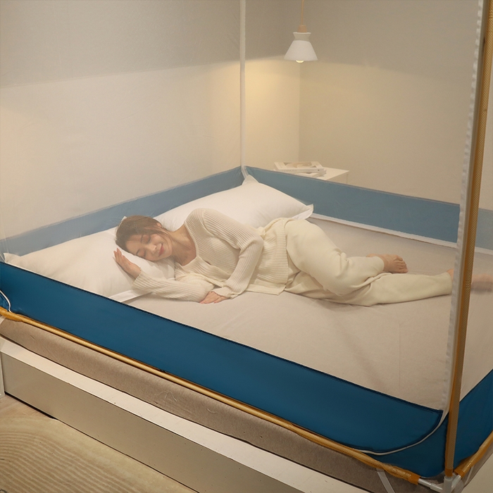 91家纺网 家纺一手货源 找家纺 佳梦家纺 2023新款方顶印花坐床蚊帐 恐龙岛