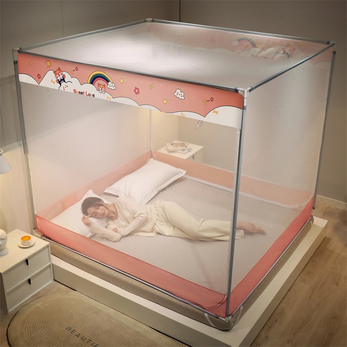 91家纺网 家纺一手货源 找家纺 （总）佳梦家纺 2023新款方顶印花坐床蚊帐