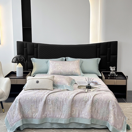 91家纺网 家纺一手货源 找家纺 （总）娇逸家居 2025新款50支莱赛尔镂空花边印花天丝夏被