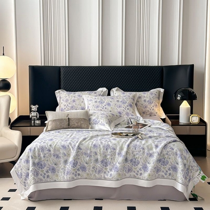 91家纺网 家纺一手货源 找家纺 （总）娇逸家居 2025新款50支莱赛尔银萃天丝镂空花边印花夏被夏凉被