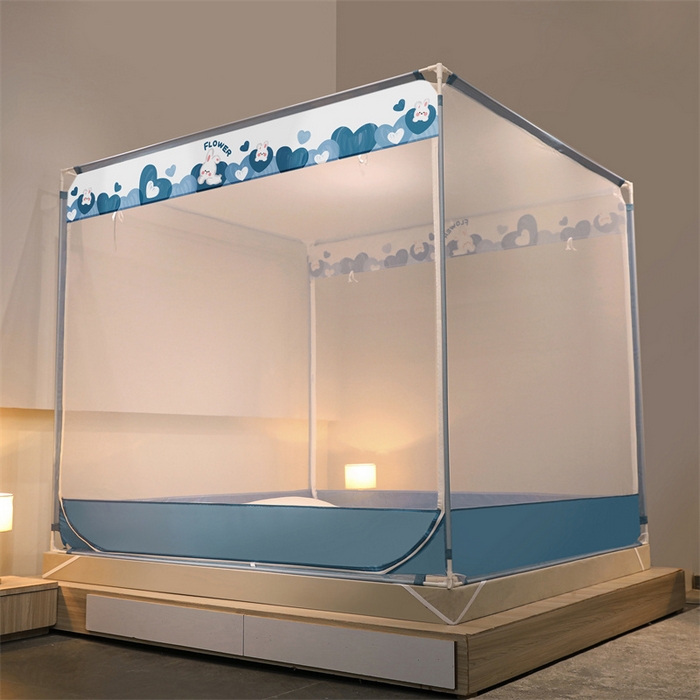 91家纺网 家纺一手货源 找家纺 佳梦家纺 2023新款方顶印花坐床蚊帐 元气萌兔