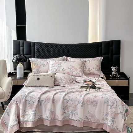 91家纺网 家纺一手货源 找家纺 （总）娇逸家居 2025新款50支莱赛尔镂空花边印花天丝夏被