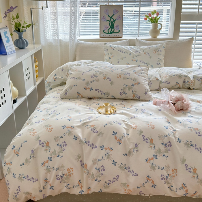 91家纺网 家纺一手货源 找家纺 怡家居 2024新款全棉印花第二批碎花类四件套 蓝色妖姬