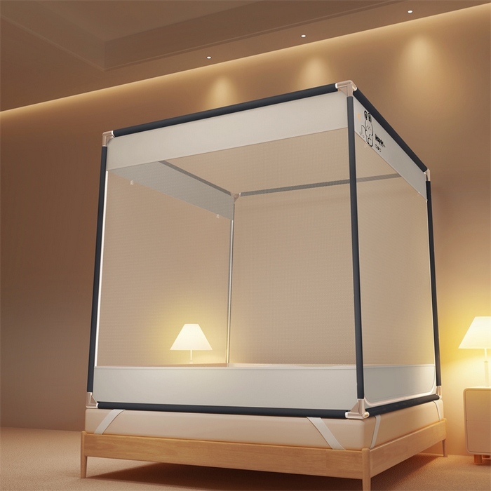 91家纺网 家纺一手货源 找家纺 佳梦家纺 2024新款方顶坐床蚊帐系列 卡通系列 happy兔 - 灰