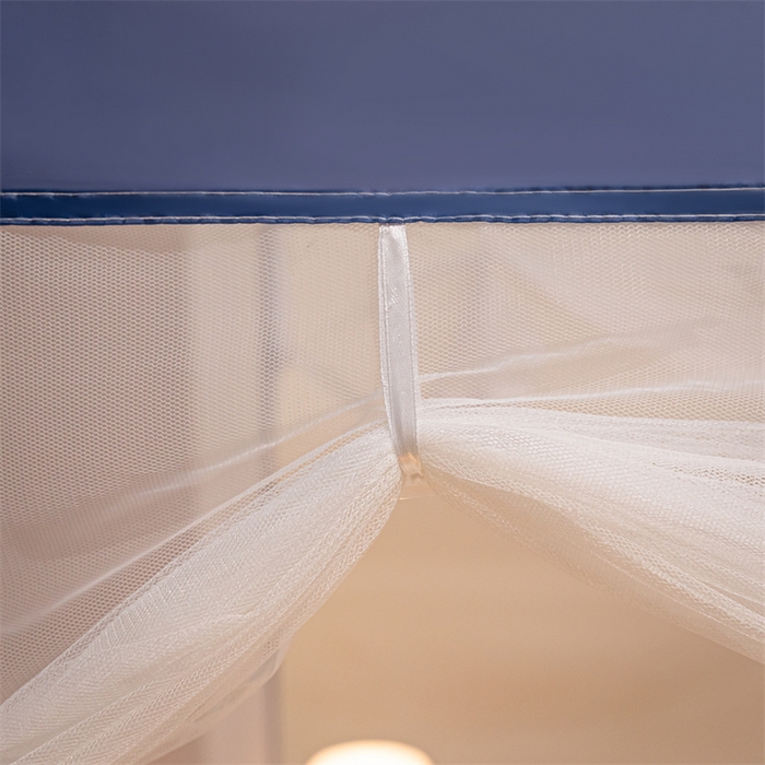 91家纺网 家纺一手货源 找家纺 佳梦家纺 2023新款大方纯色坐床蚊帐 蓝色