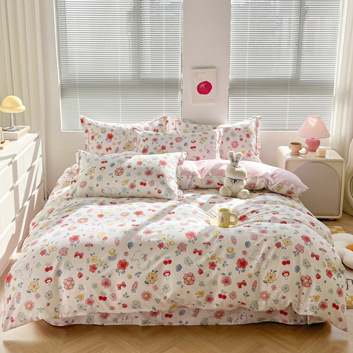 91家纺网 家纺一手货源 找家纺 简约家纺 2025新款全棉斜纹13070田园风印花四件套  梦幻时光