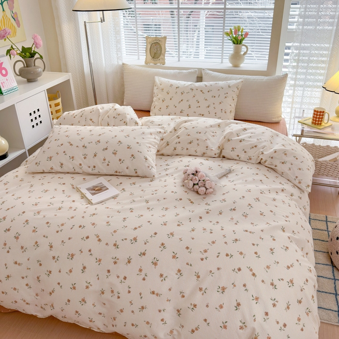 91家纺网 家纺一手货源 找家纺 怡家居 2024新款全棉印花第二批碎花类四件套 春田-咖