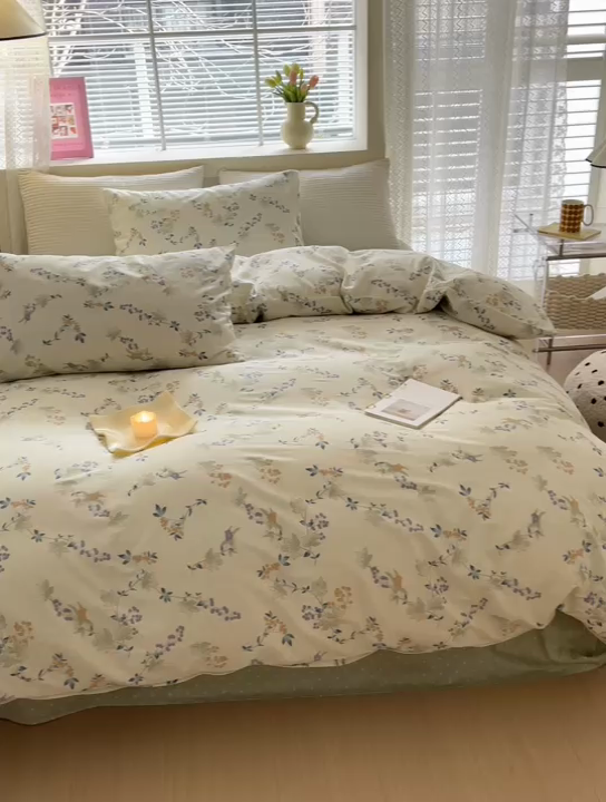 91家纺网 家纺一手货源 找家纺 怡家居 2024新款全棉印花第二批碎花类四件套 蓝色妖姬