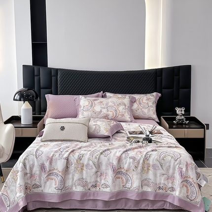 91家纺网 家纺一手货源 找家纺 （总）娇逸家居 2025新款50支莱赛尔镂空花边印花天丝夏被