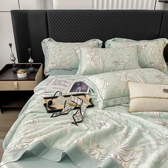 91家纺网 家纺一手货源 找家纺 娇逸家居 2025新款50支莱赛尔镂空花边印花天丝夏被 多特