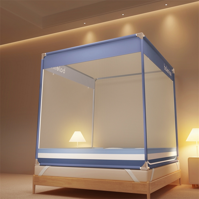 91家纺网 家纺一手货源 找家纺 佳梦家纺 2024新款方顶坐床蚊帐系列 光年系列 光年蓝