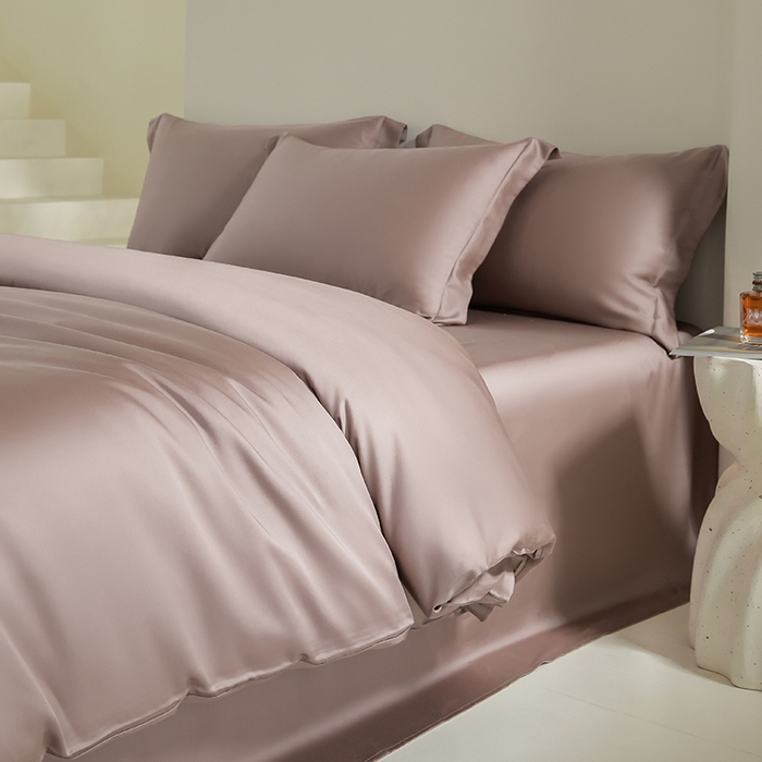 91家纺网 家纺一手货源 找家纺 （总）618家纺 2024新款A类60S100支兰精天丝四件套-简约系列 天丝简约豆沙紫