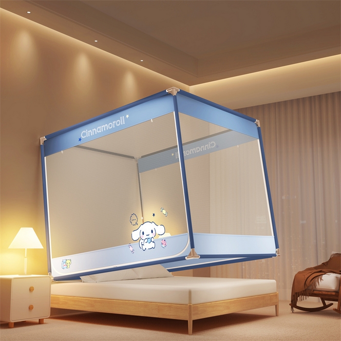 91家纺网 家纺一手货源 找家纺 佳梦家纺 2024新款方顶坐床蚊帐系列 三丽鸥系列 糖果玉桂