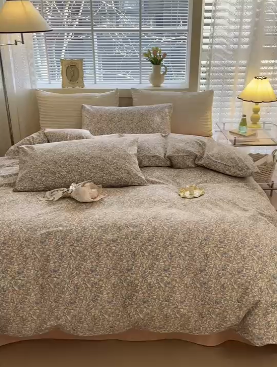 91家纺网 家纺一手货源 找家纺 怡家居 2024新款全棉印花第二批碎花类四件套 花沫-粉