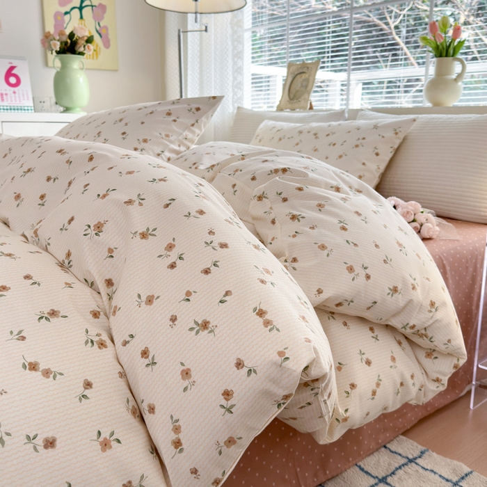 91家纺网 家纺一手货源 找家纺 怡家居 2024新款全棉印花第二批碎花类四件套 春田-咖