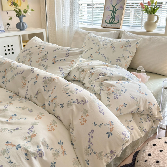 91家纺网 家纺一手货源 找家纺 怡家居 2024新款全棉印花第二批碎花类四件套 蓝色妖姬