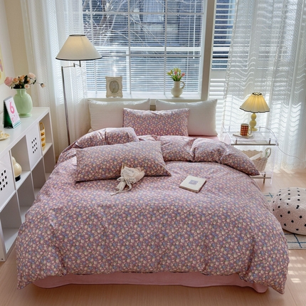 怡家居 2024新款全棉印花第二批碎花类四件套 花沫-紫