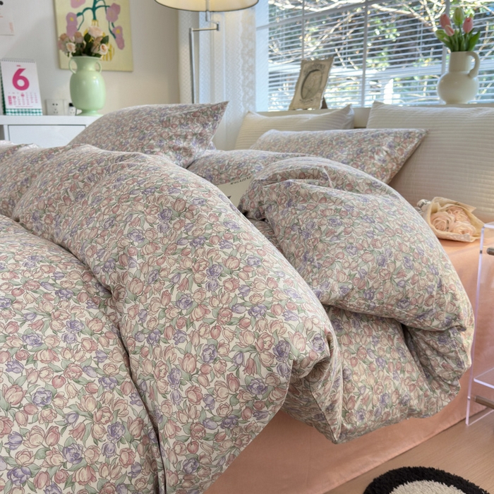 91家纺网 家纺一手货源 找家纺 怡家居 2024新款全棉印花第二批碎花类四件套 花沫-粉