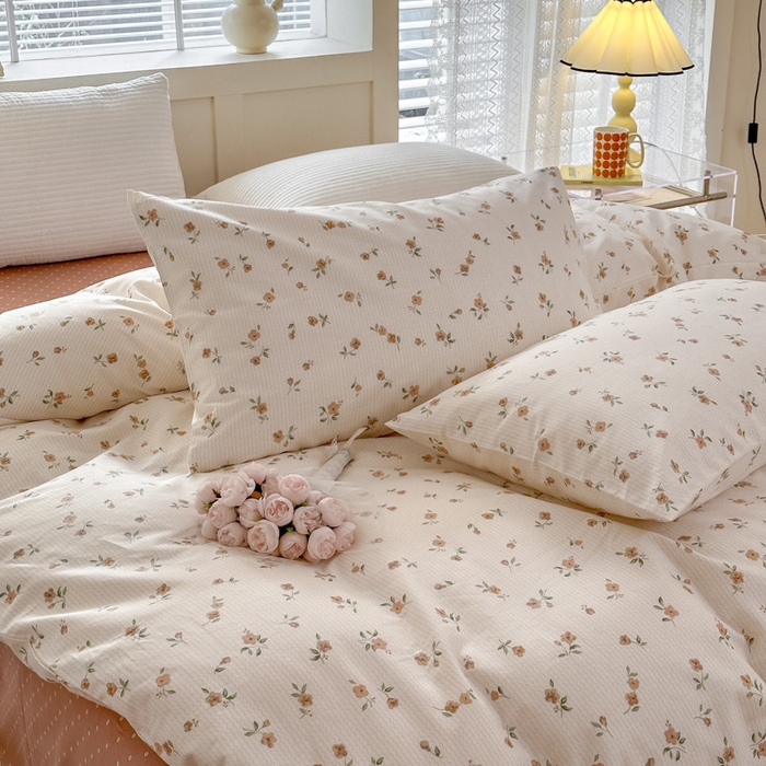 91家纺网 家纺一手货源 找家纺 怡家居 2024新款全棉印花第二批碎花类四件套 春田-咖