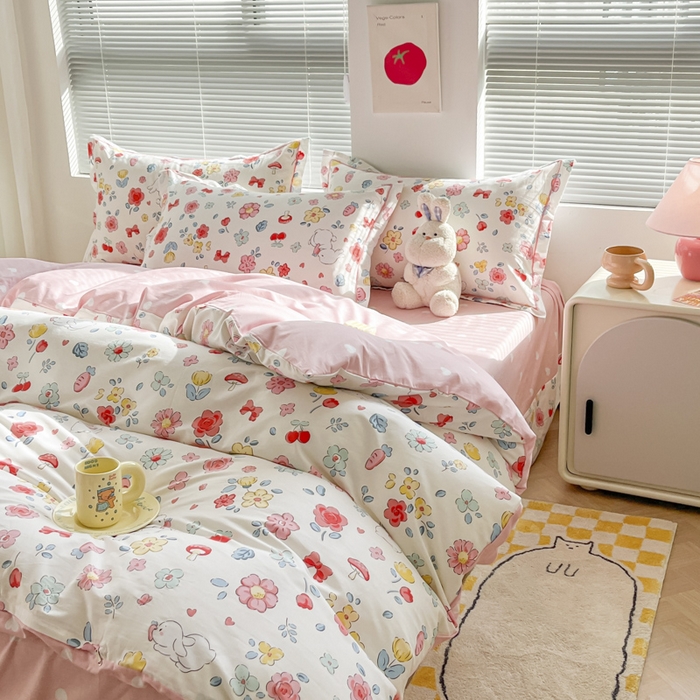 91家纺网 家纺一手货源 找家纺 简约家纺 2025新款全棉斜纹13070田园风印花四件套  梦幻时光