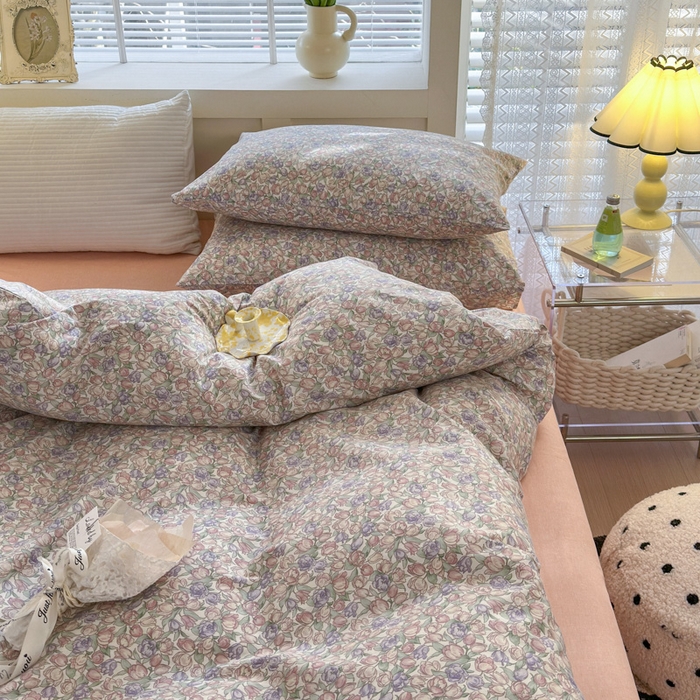 91家纺网 家纺一手货源 找家纺 怡家居 2024新款全棉印花第二批碎花类四件套 花沫-粉