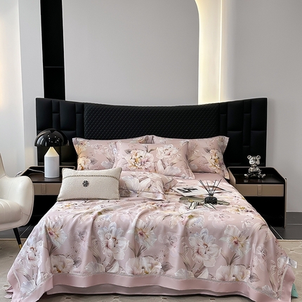 91家纺网 家纺一手货源 找家纺 （总）娇逸家居 2025新款50支莱赛尔镂空花边印花天丝夏被