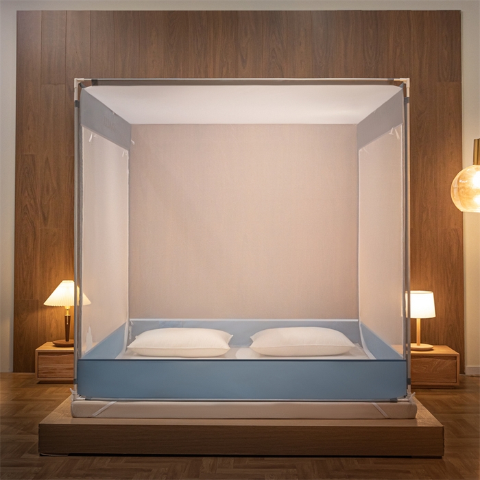 91家纺网 家纺一手货源 找家纺 佳梦家纺 2023新款方顶烫画坐床蚊帐 LULU-景泰蓝