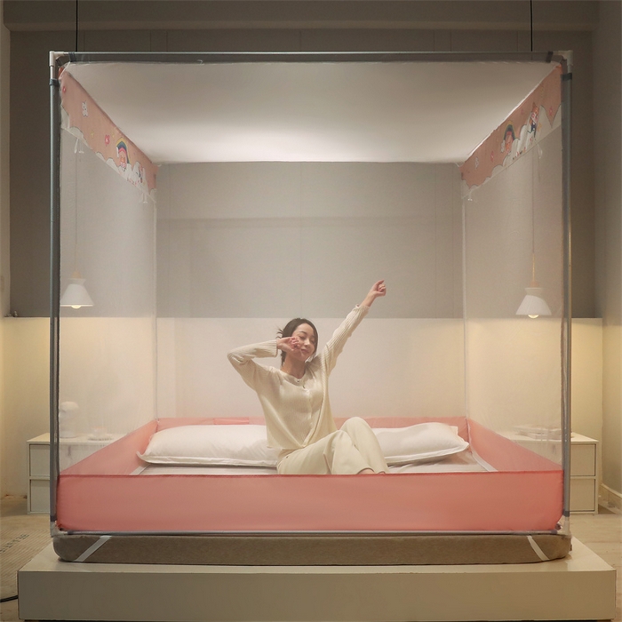 91家纺网 家纺一手货源 找家纺 （总）佳梦家纺 2023新款方顶印花坐床蚊帐