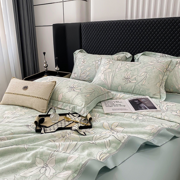 91家纺网 家纺一手货源 找家纺 娇逸家居 2025新款50支莱赛尔镂空花边印花天丝夏被 多特