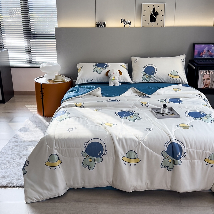 91家纺网 家纺一手货源 找家纺 缦纱 2024新款印花夏被 遨游太空