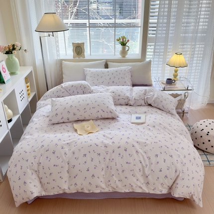 怡家居 2024新款全棉印花第二批碎花类四件套 春田-紫