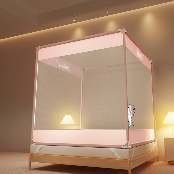 91家纺网 家纺一手货源 找家纺 佳梦家纺 2024新款方顶坐床蚊帐系列 柠檬烫画系列 萌小雅