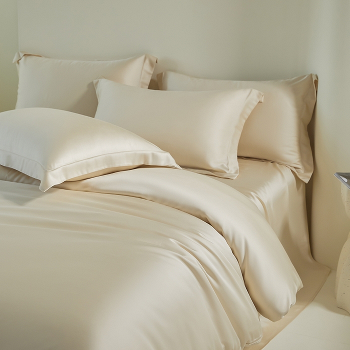 91家纺网 家纺一手货源 找家纺 （总）618家纺 2024新款A类60S100支兰精天丝四件套-简约系列 天丝简约奶米杏