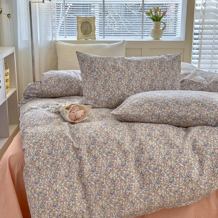 91家纺网 家纺一手货源 找家纺 怡家居 2024新款全棉印花第二批碎花类四件套 花沫-粉