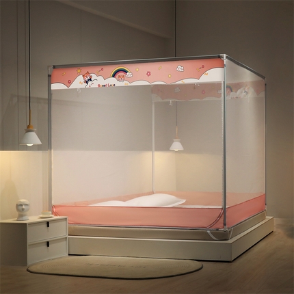 91家纺网 家纺一手货源 找家纺 （总）佳梦家纺 2023新款方顶印花坐床蚊帐