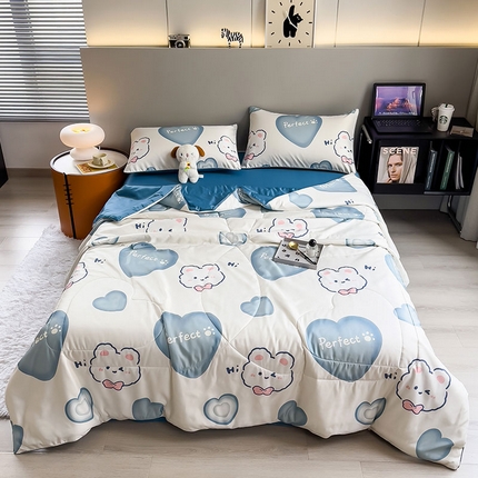 91家纺网 家纺一手货源 找家纺 （总）缦纱 2024新款印花水洗真丝夏被四件套空调被夏凉被