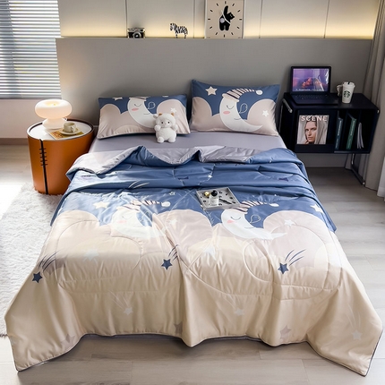 91家纺网 家纺一手货源 找家纺 （总）缦纱 2024新款印花水洗真丝夏被四件套空调被夏凉被