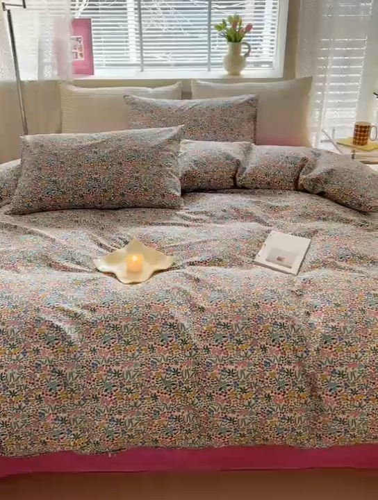 91家纺网 家纺一手货源 找家纺 怡家居 2024新款全棉印花第二批碎花类四件套 花绘