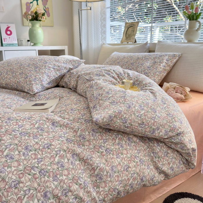 91家纺网 家纺一手货源 找家纺 怡家居 2024新款全棉印花第二批碎花类四件套 花沫-粉