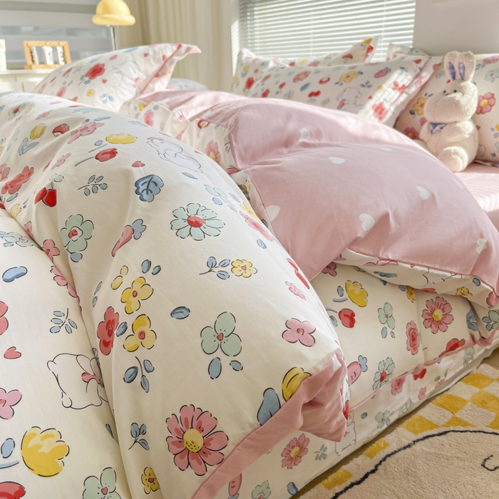 91家纺网 家纺一手货源 找家纺 简约家纺 2025新款全棉斜纹13070田园风印花四件套  梦幻时光