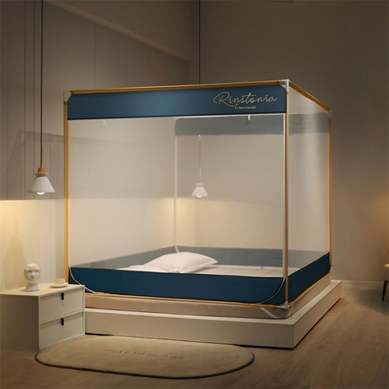 91家纺网 家纺一手货源 找家纺 （总）佳梦家纺 2023新款方顶印花坐床蚊帐